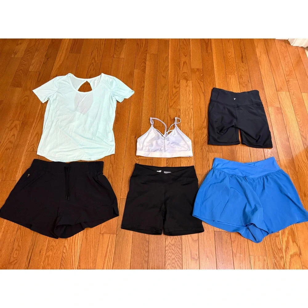 Activewear Bundle 6pc Nike Old Navy All in Motion Avia Shorts Bra Top Womens M